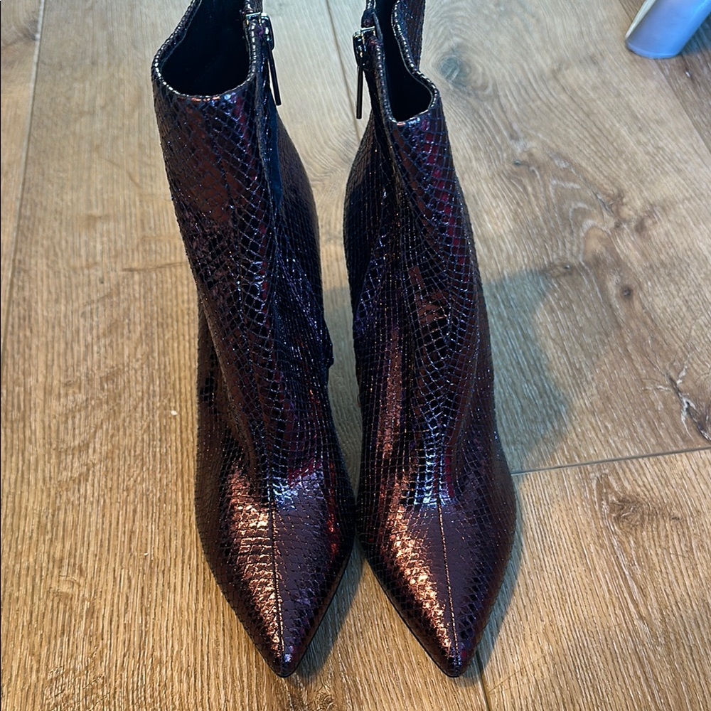 Elegant Black Snake Print Ankle Boots